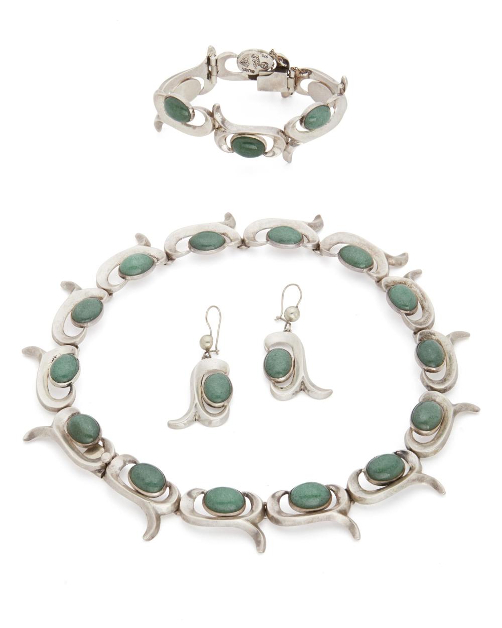 Appraisal: A suite of Antonio Pineda silver and aventurine quartz jewelry