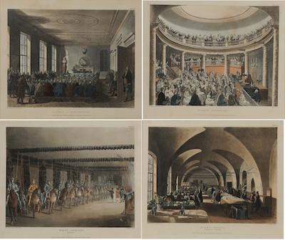 Appraisal: Rowlandson Pugin Stadler Sunderland Four hand colored aquatints Society of