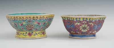 Appraisal: Two Chinese Lobed Bowls with Famille Polychrome Decoration The first