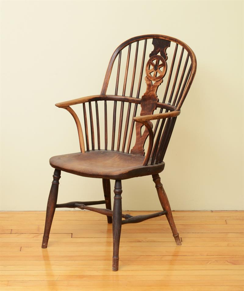 Appraisal: English Wheel Back Windsor Armchair x x in Estimate -