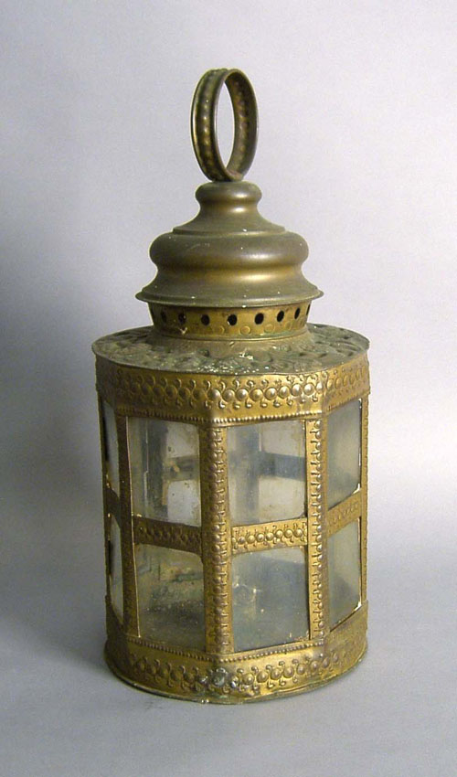 Appraisal: Dutch embossed brass lantern th c h