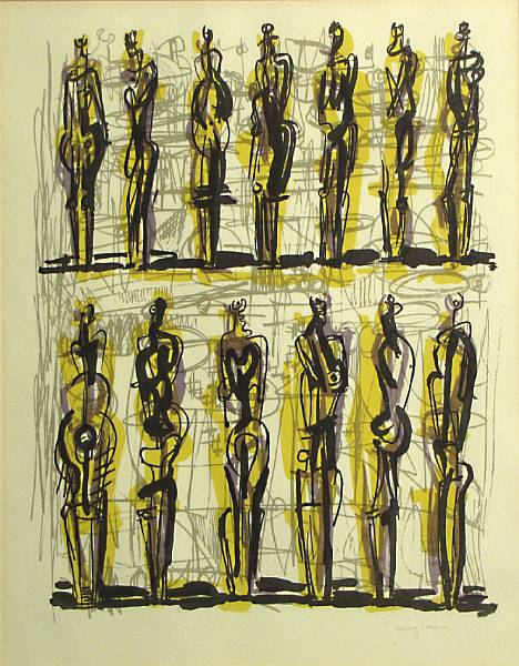 Appraisal: Henry Moore British - Thirteen Standing Figures from Heads Figures