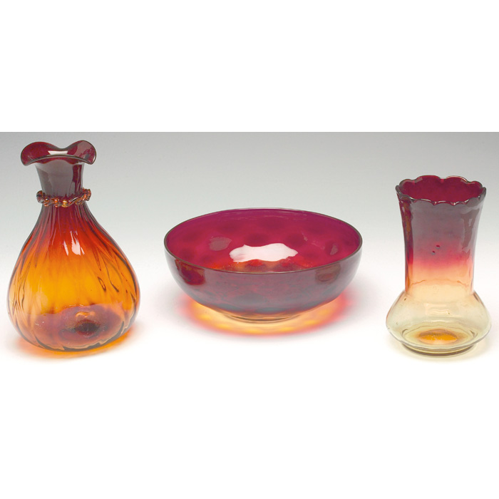 Appraisal: Amberina vase h with an Amberina bowl w x h