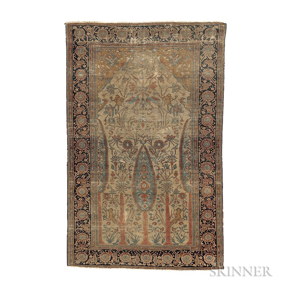 Appraisal: Mohtasham Kashan Prayer Rug Mohtasham Kashan Prayer Rug Iran c