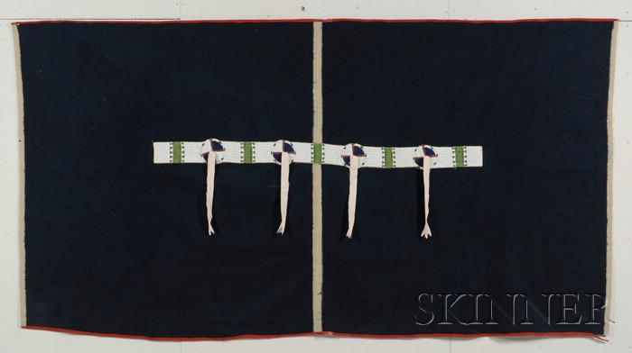 Appraisal: Plains Trade Cloth Blanket with Beaded Hide Blaket Strip Lakota