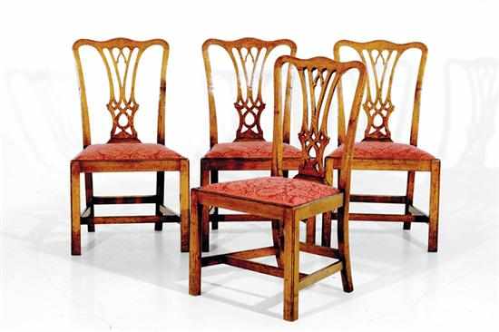 Appraisal: Set of four English oak dining chairs late th century