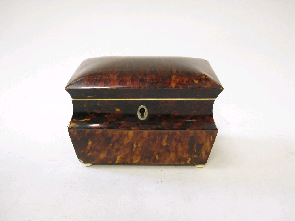 Appraisal: A th Century tortoiseshell Tea Caddy of sarcophagus shape with