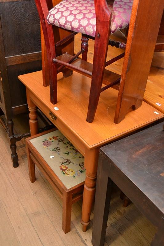 Appraisal: A MID-CENTURY SINGLE DRAWER PINE SIDE TABLE AND A COFFEE