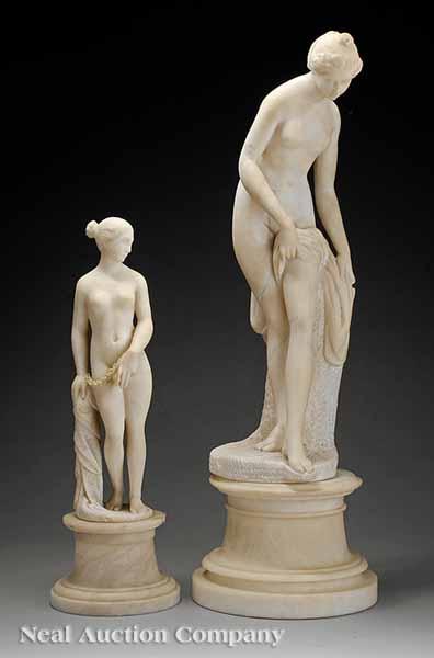 Appraisal: An Associated Pair of Continental Marble Figures th c one