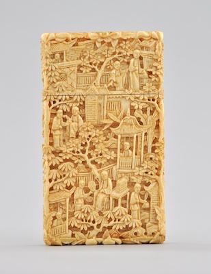 Appraisal: A Carved Ivory Card Case Finely carved card case depicting