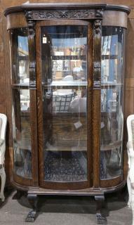 Appraisal: American Victorian quartersawn oak display cabinet American Victorian quartersawn oak