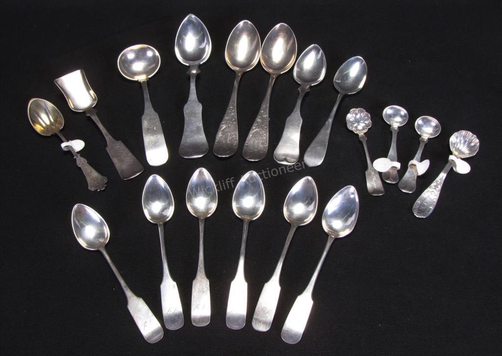 Appraisal: Collection of Antique Coin Silver Spoons total including pair of