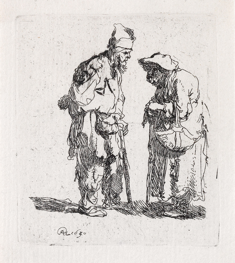 Appraisal: REMBRANDT VAN RIJN Beggar Man and a Beggar Woman Conversing