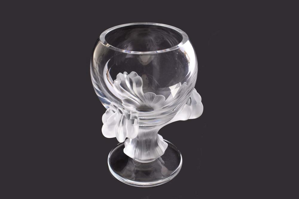 Appraisal: LALIQUE COLORLESS GLASS BAGHEERA LION S PAW FOOTED BOWLFrench Circa