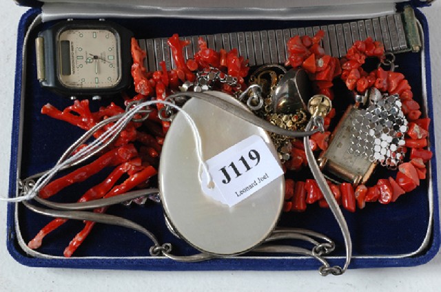 Appraisal: BOX OF ASSORTED JEWELLERY INCLUDING SILVER MOTHER OF PEARL NECKLACE