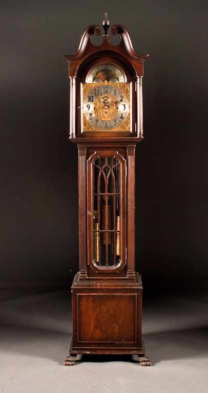 Appraisal: Classical Revival mahogany tall-case clock retailed by Hennegen - Bates