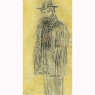 Appraisal: Maximilien Luce - Charcoal Paper of a standing figure Signed