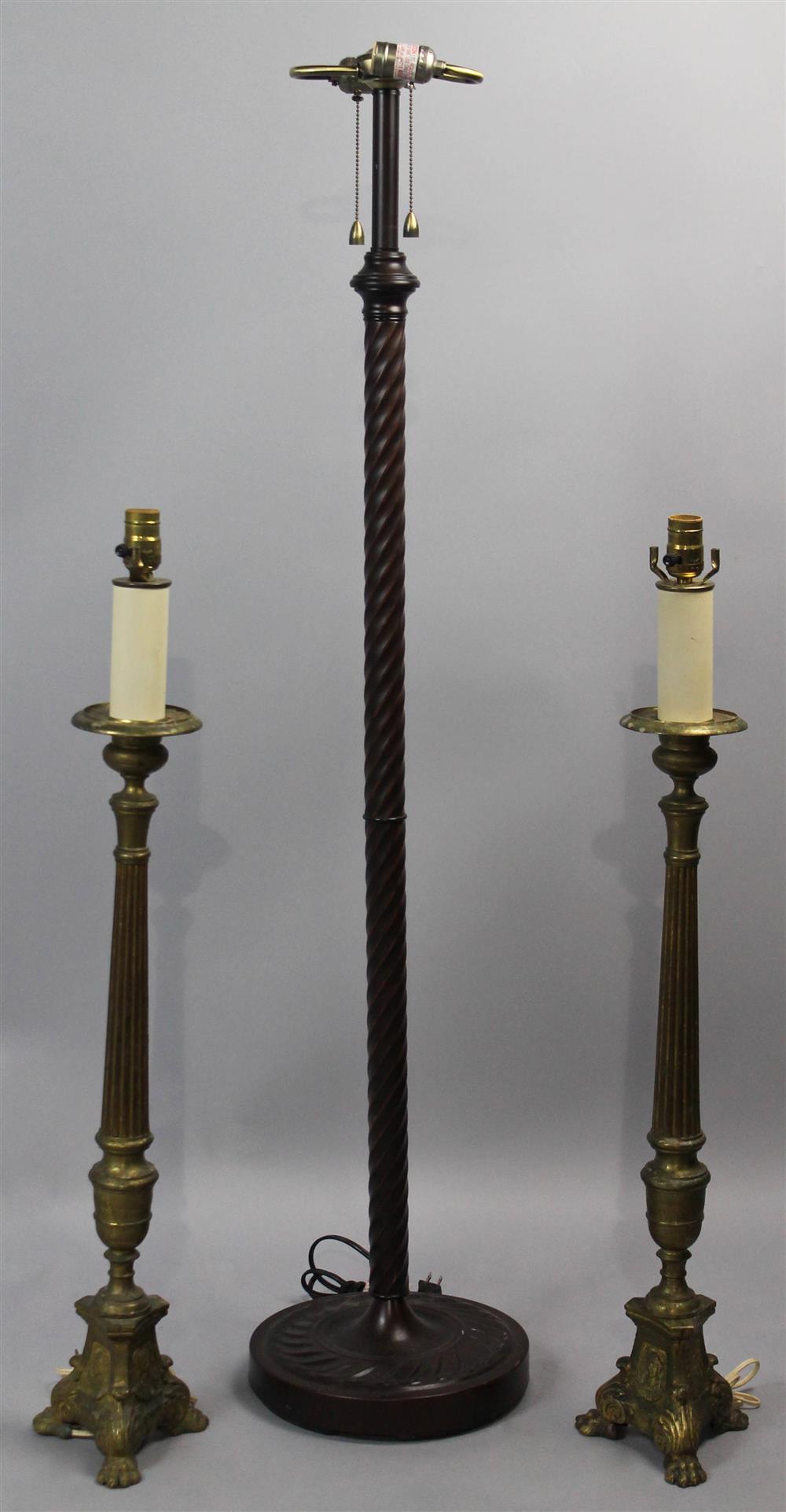 Appraisal: PAIR OF CONTINENTAL GILT BRONZE AND BRASS PRICKET CANDLESTICKS AND