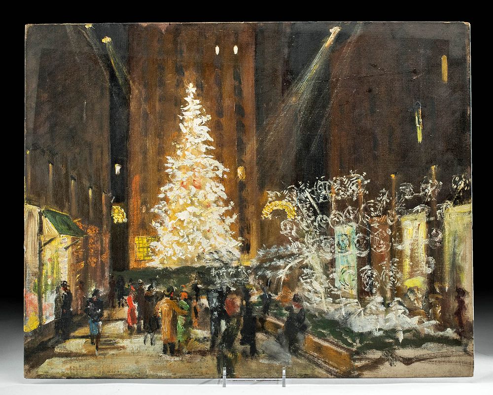 Appraisal: Draper Painting Christmas Tree Rockefeller Center s William Franklin Draper