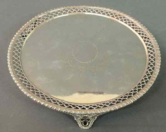 Appraisal: George II English silver round teapot stand by Robert Rew