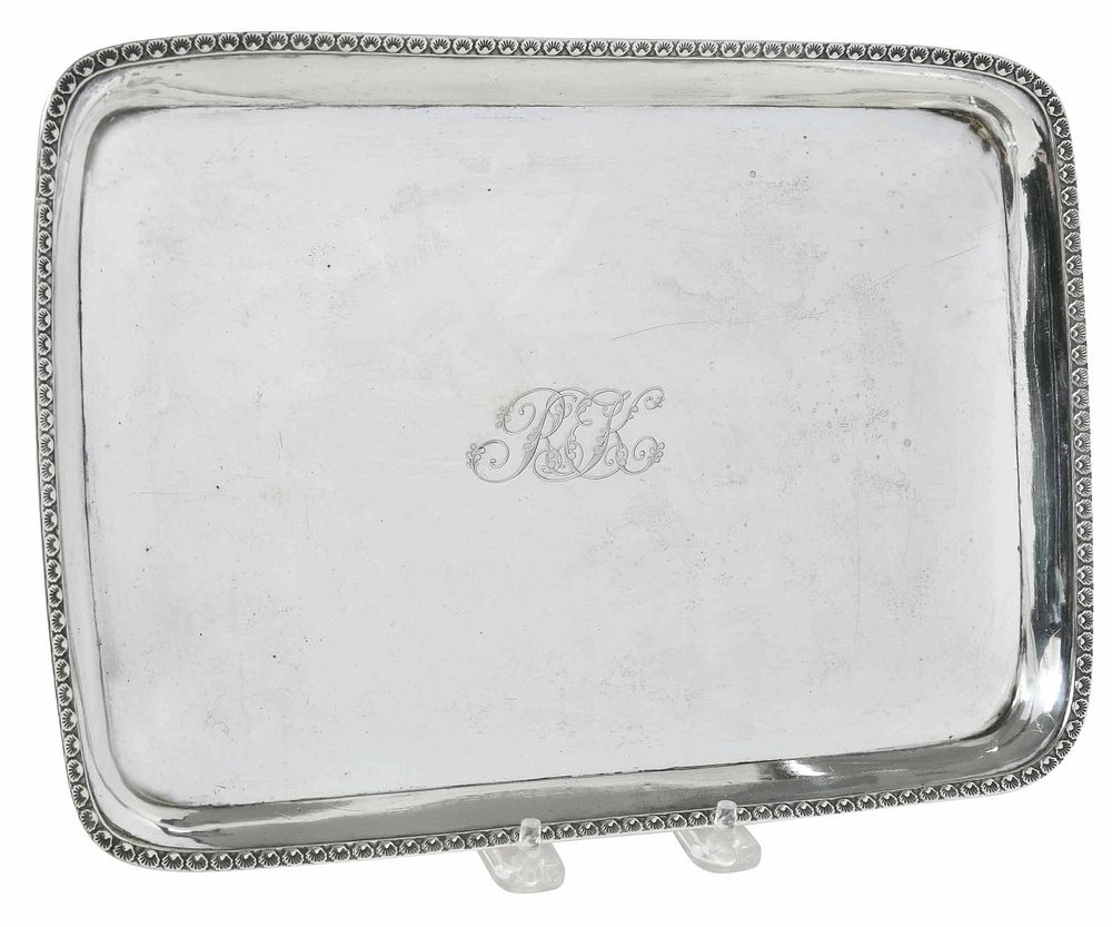 Appraisal: Forbes Coin Silver Tray American mid th century rounded rectangular