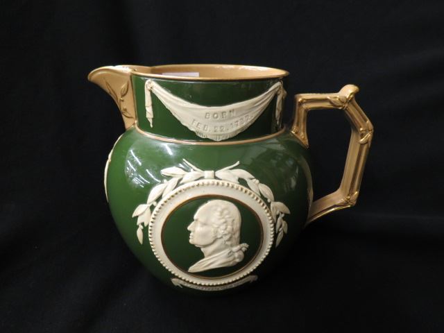 Appraisal: Copeland Jasperware Pitcher George Washington retailed by Tiffany excellent