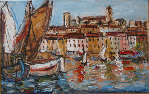 Appraisal: Canal Scene The Whale Milo V Weinholt Anne acrylic on