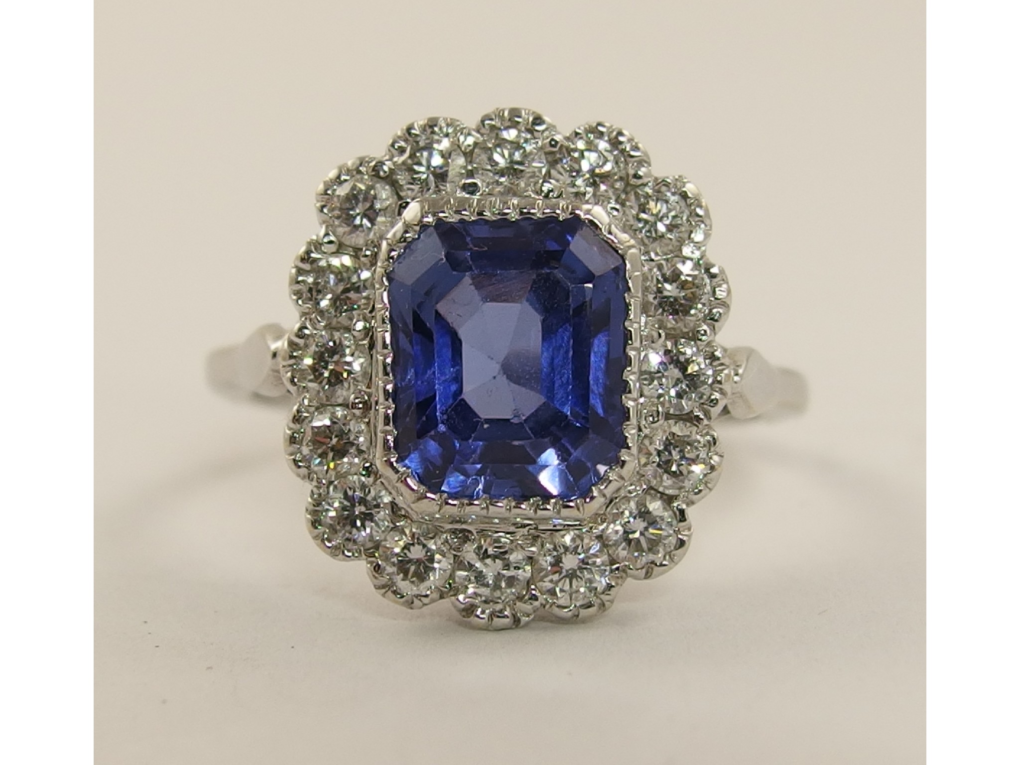 Appraisal: An ct white gold blue gem stone and diamond ringthe