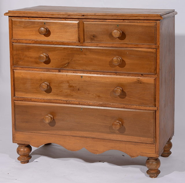 Appraisal: A Victorian pine chest of two short and three long