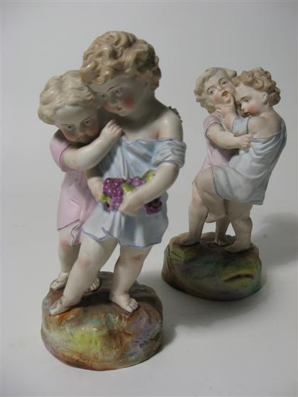 Appraisal: Hand Painted French Sardine Plate and Bisque Child Figures With