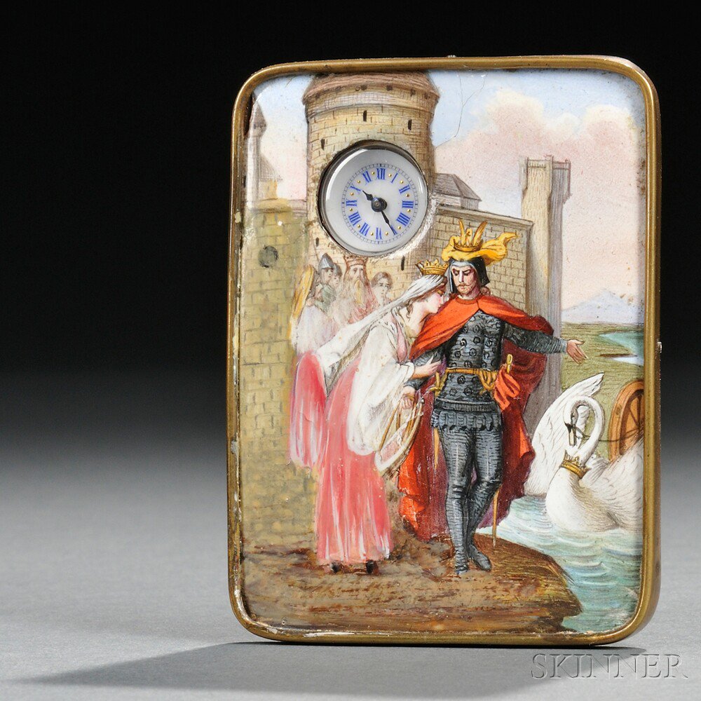 Appraisal: Continental Enameled Boudoir Clock late th early th century rectangular