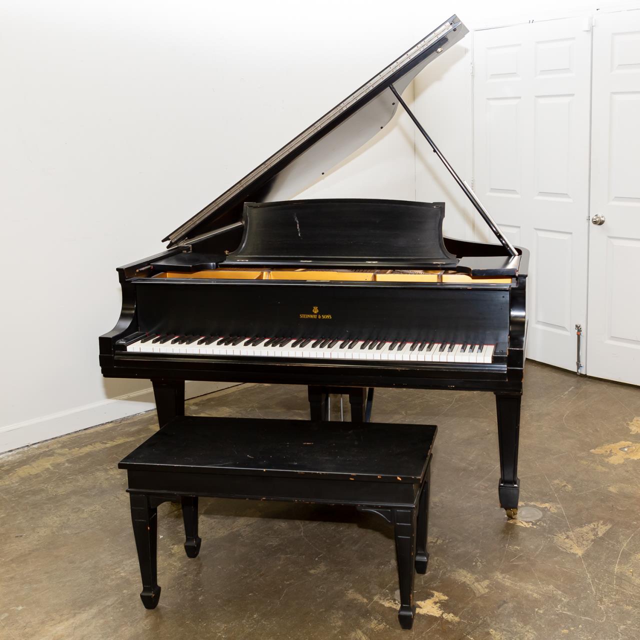 Appraisal: STEINWAY MODEL L BABY GRAND PIANO AND BENCH Steinway American