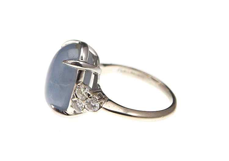 Appraisal: CT STAR SAPPHIRE PLATINUM RING WITH DIAMONDS Platinum on K