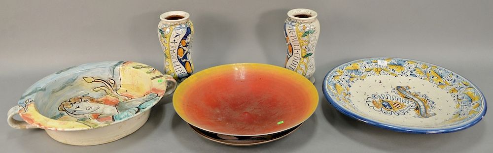 Appraisal: Six piece lot to include Hackman enameled center bowl stoneware