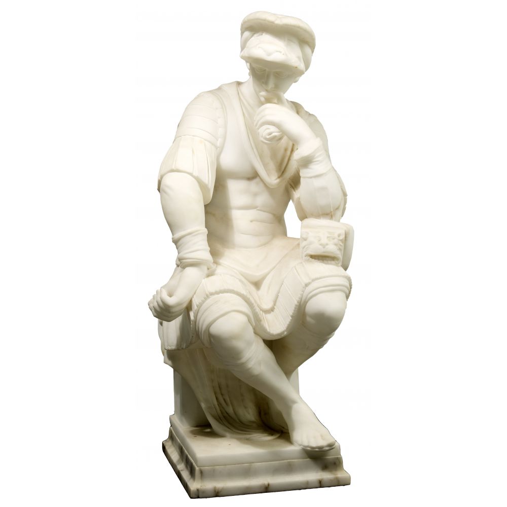 Appraisal: AFTER MICHELANGELO LORENZO DE MEDICI SCULPTUREMarble composite reproduction sculpture from