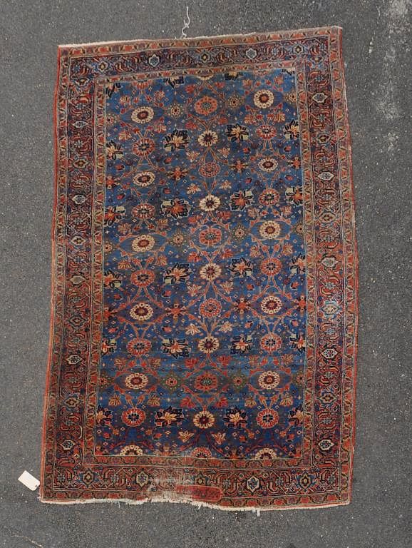 Appraisal: Antique Persian Heriz Rug losses wear fading ' long '