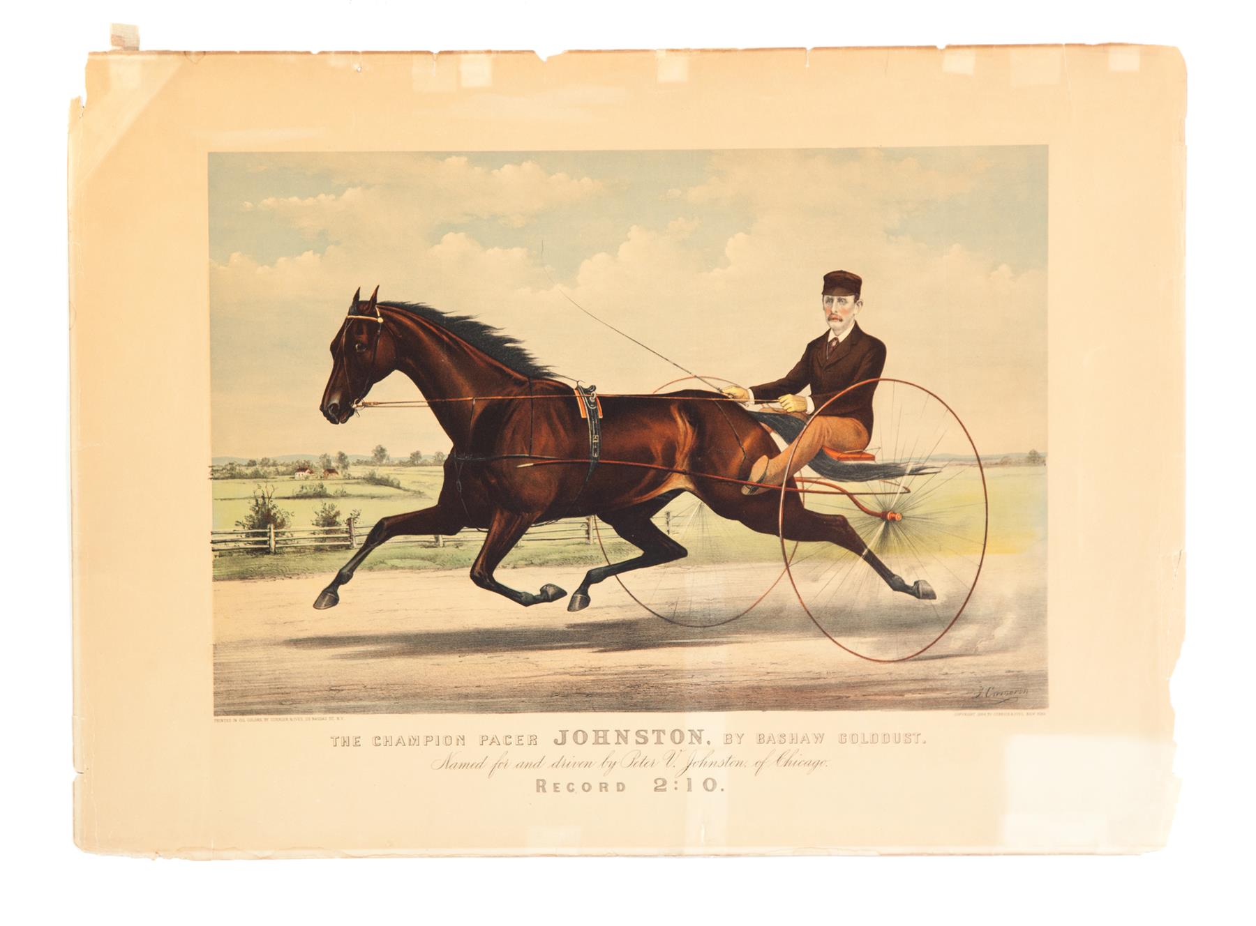 Appraisal: RACING PRINT BY CURRIER IVES Printed in oil colors artist