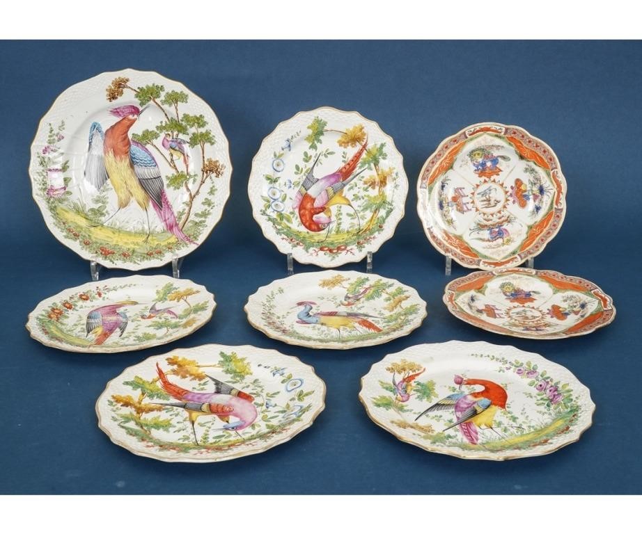 Appraisal: Six Chelsea porcelain bird plates together with two other plates