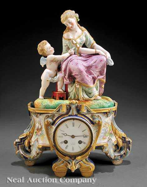 Appraisal: A Napoleon III Polychrome and Gilt Bisque Porcelain Figural Mantel