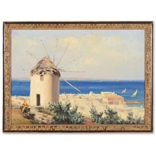 Appraisal: Vasilis Germenis Mykonos oil on canvas on board signed lower