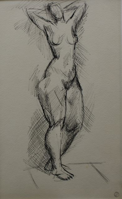 Appraisal: Olga Ivashinstova Russian Nude ink signed with monogram lower right