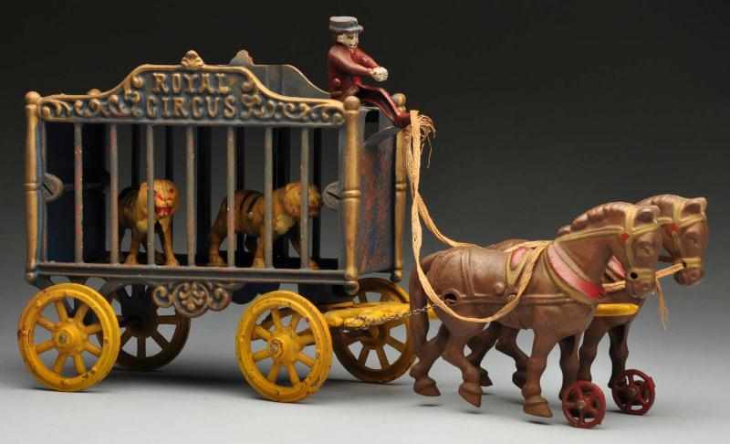 Appraisal: Cast Iron Hubley Royal Circus Cage Wagon Toy Description American