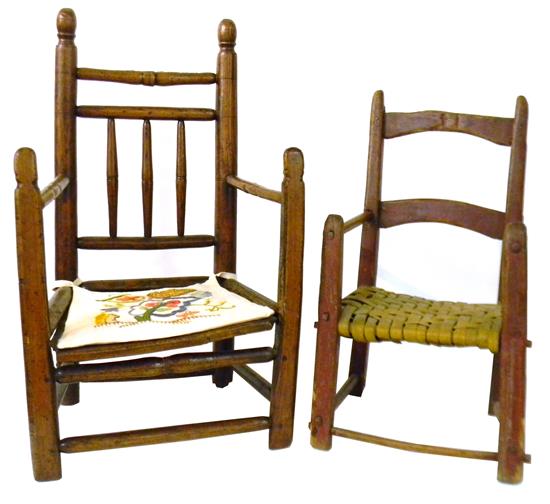 Appraisal: Two late th early th C diminutive chairs one with