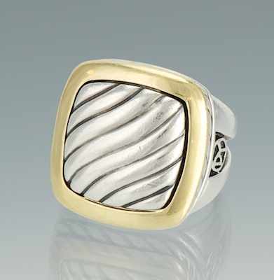 Appraisal: A David Yurman Sterling Silver and Gold Ring Sterling silver