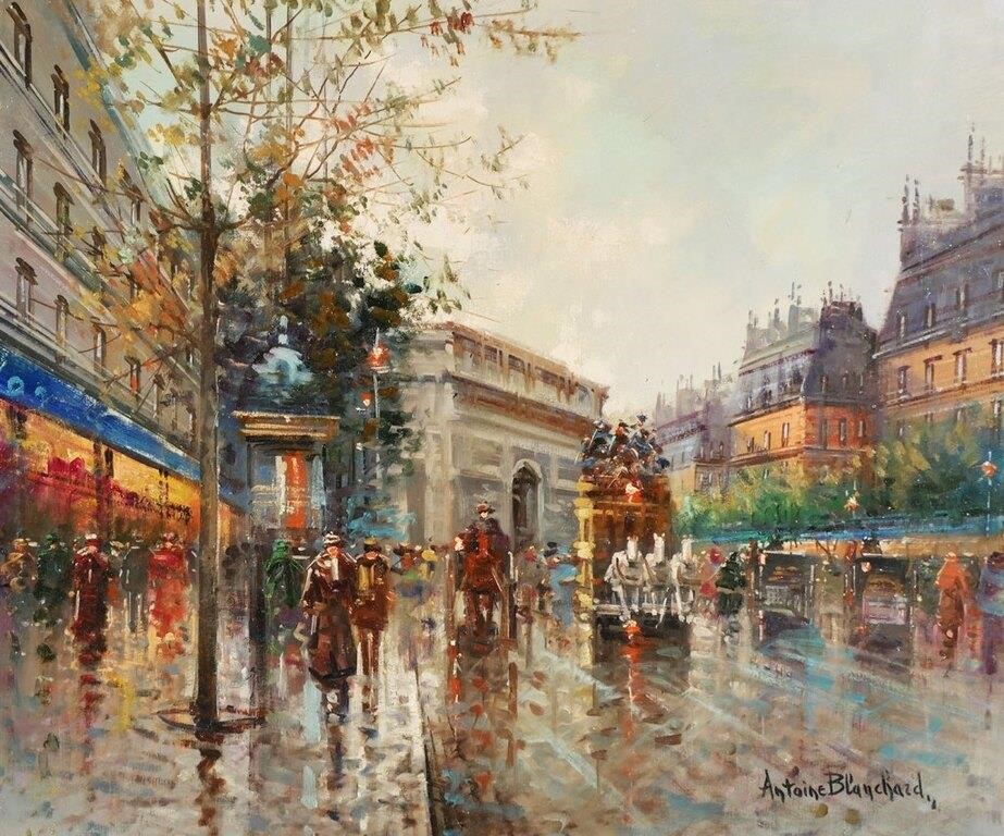 Appraisal: Paris scene of the Arc du Triomphe oil on canvas