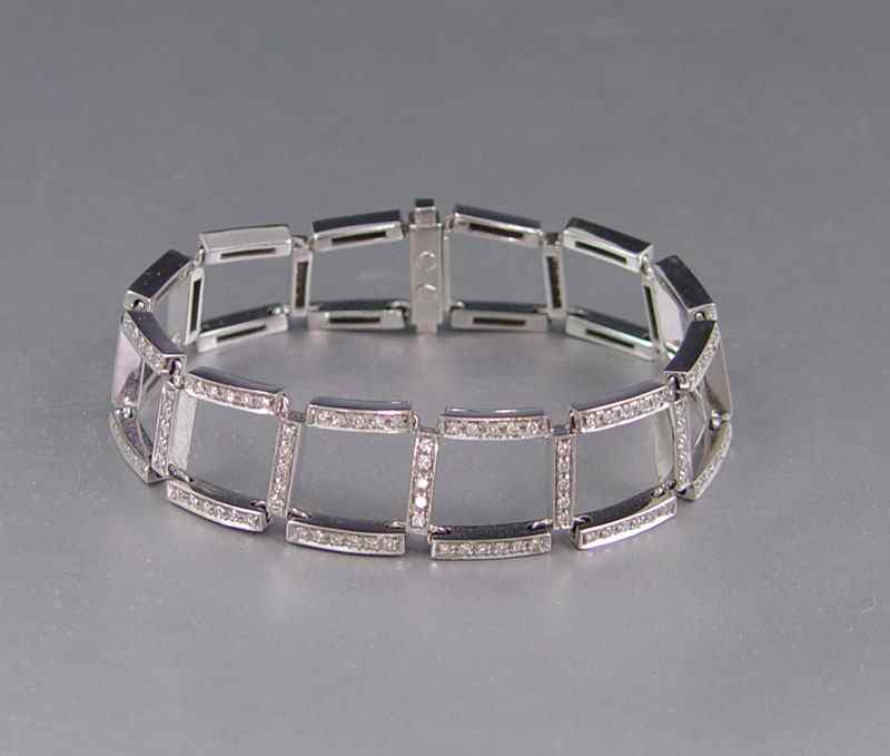 Appraisal: ALFIERI ST JOHN K DIAMOND BRACELET Unusual tumbling block r