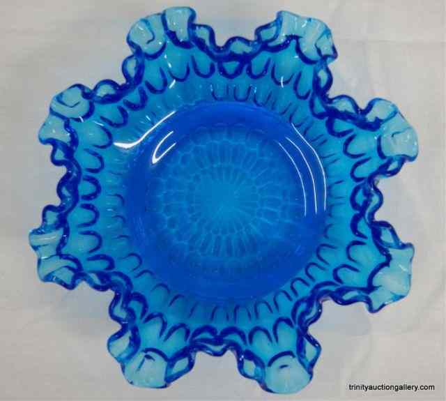 Appraisal: Vintage Fenton Thumbprint Colonial Blue Glass BowlProduced by Fenton Glass