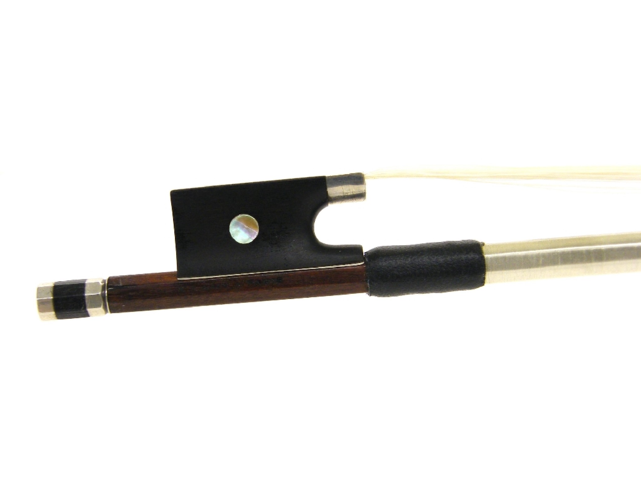 Appraisal: Silver mounted violin bow stamped A Lamy Paris gm