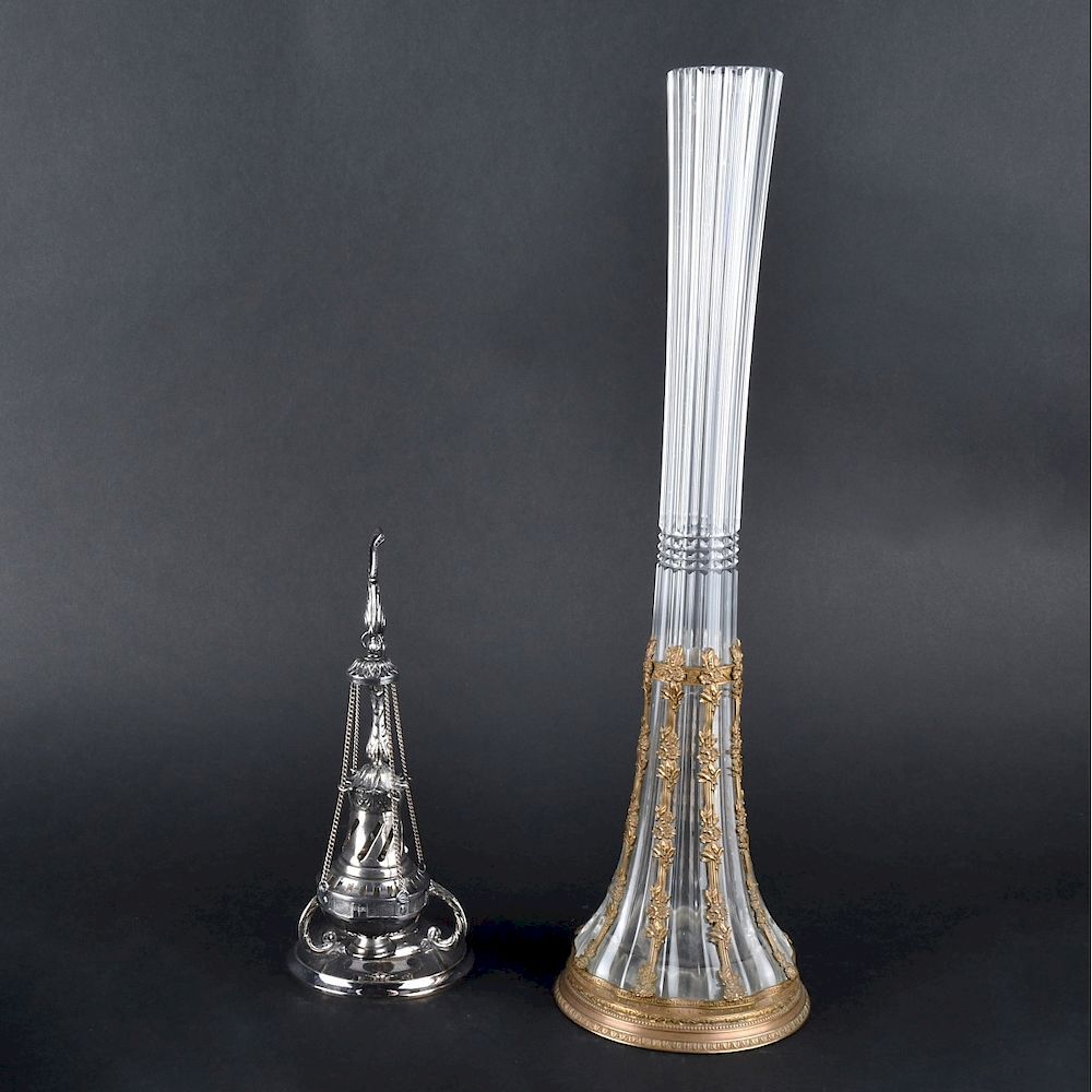 Appraisal: Vase and Incense Burner Grouping of Two Table Items Includes