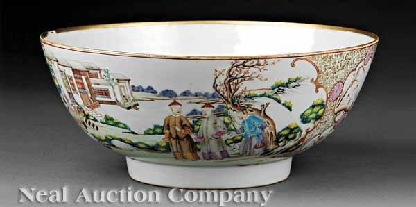 Appraisal: A Fine Chinese Export Famille Rose Porcelain Scenic Punchbowl Qing